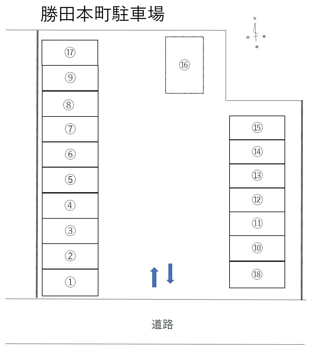 勝田本町駐車場の駐車配置図