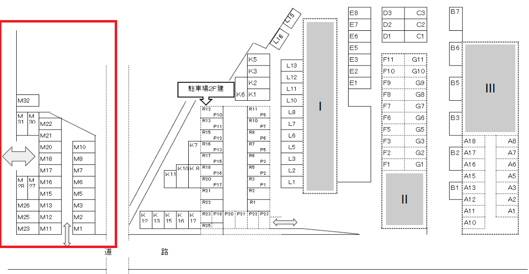 生沼モータープール　４の駐車配置図