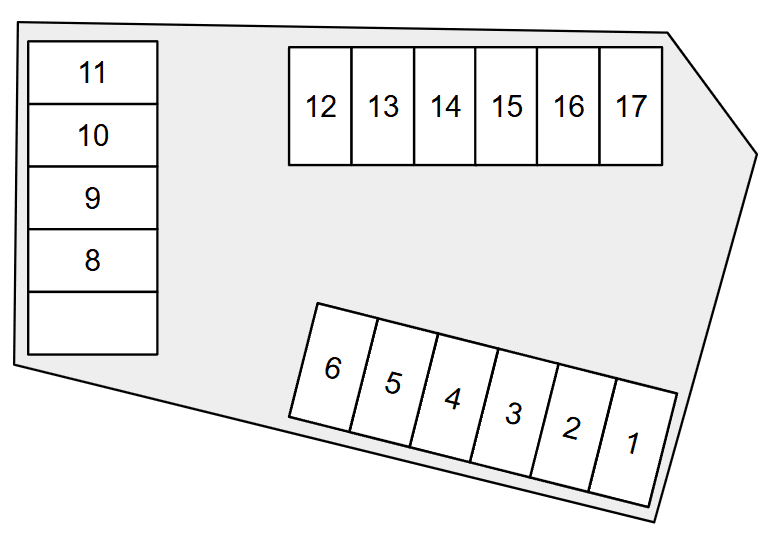 角三駐車場の駐車配置図