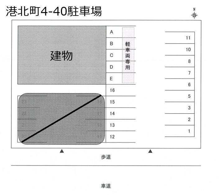 港北町4-40駐車場の駐車配置図