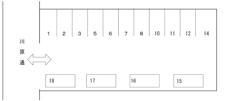 川原通Pの駐車配置図
