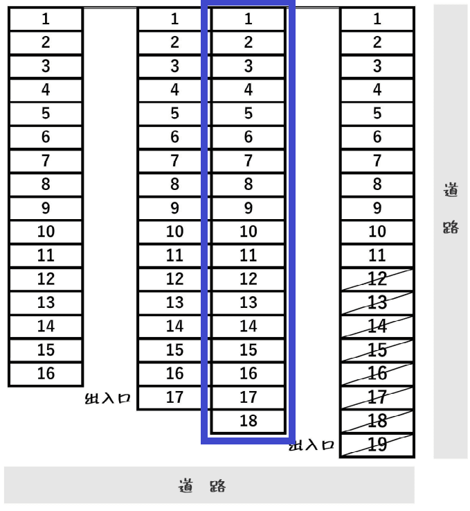【55023】第一ミナミ駐車場Ｂの駐車配置図
