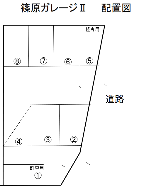 篠原ガレージⅡの駐車配置図
