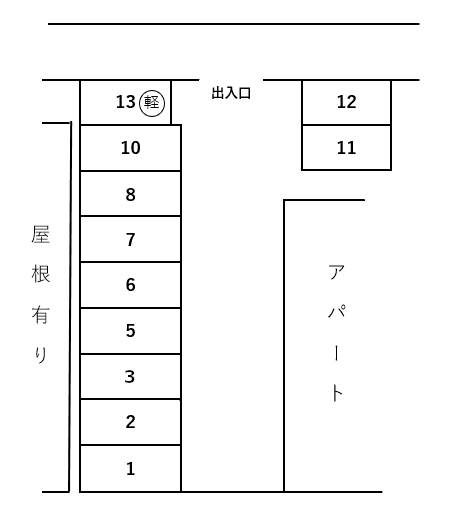 西平井100452駐車場の駐車配置図