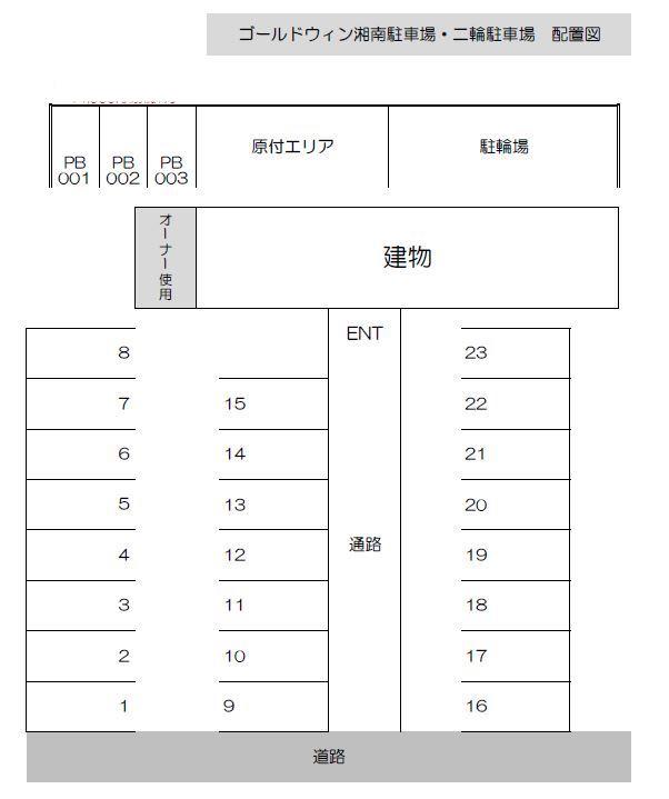 ゴールドウィン湘南駐車場の駐車配置図