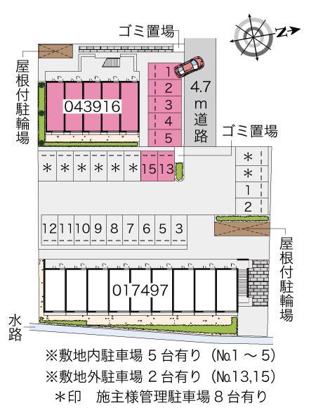 ヴァンベールⅢ(43916)　敷地外駐車場の駐車配置図