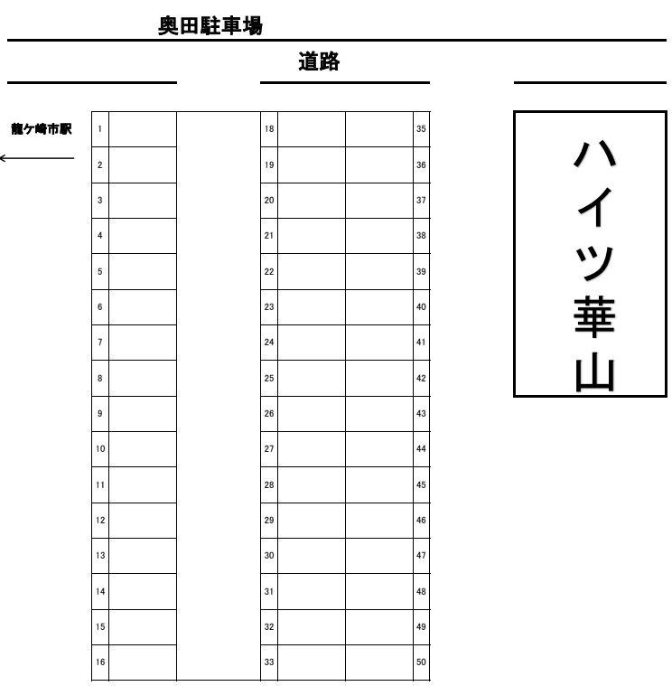 奥田駐車場の駐車配置図