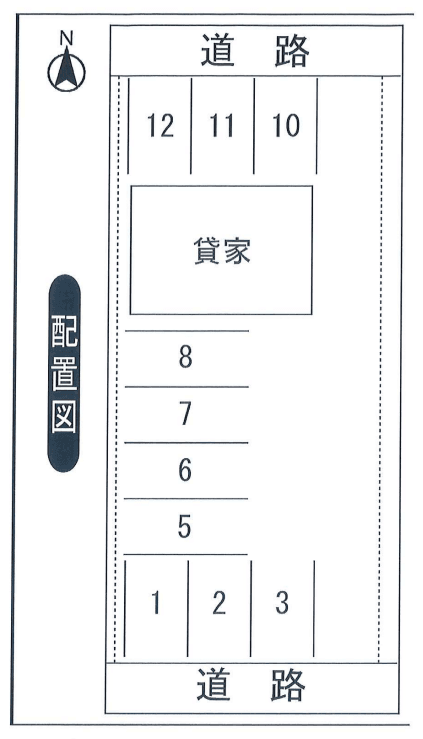 岡本カープールの駐車配置図