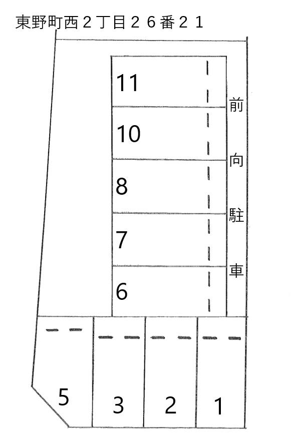 東野町西２丁目２６番２１の駐車配置図