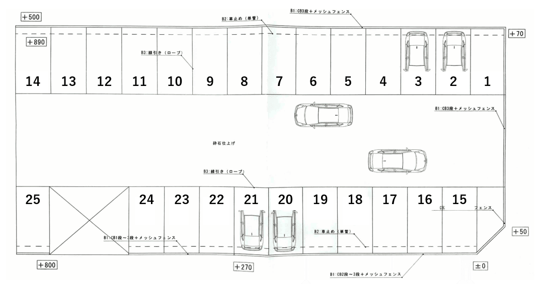 南流山10丁目第1駐車場の駐車配置図