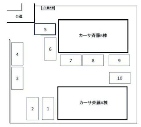 カーサ斉藤駐車場の駐車配置図