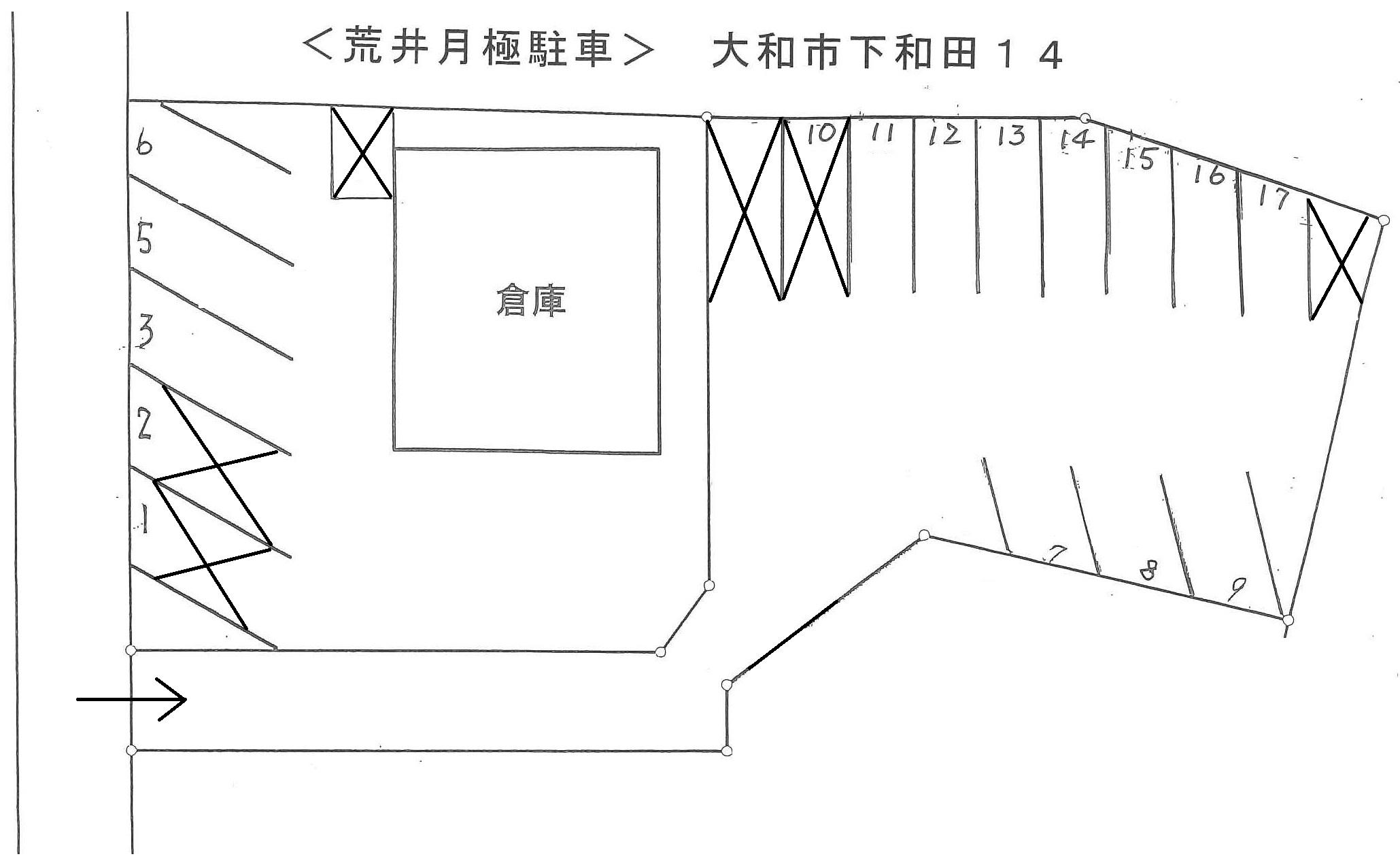 荒井月極駐車場の駐車配置図