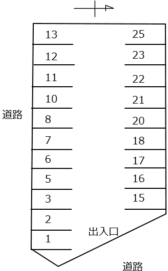 002中郷１丁目の駐車配置図