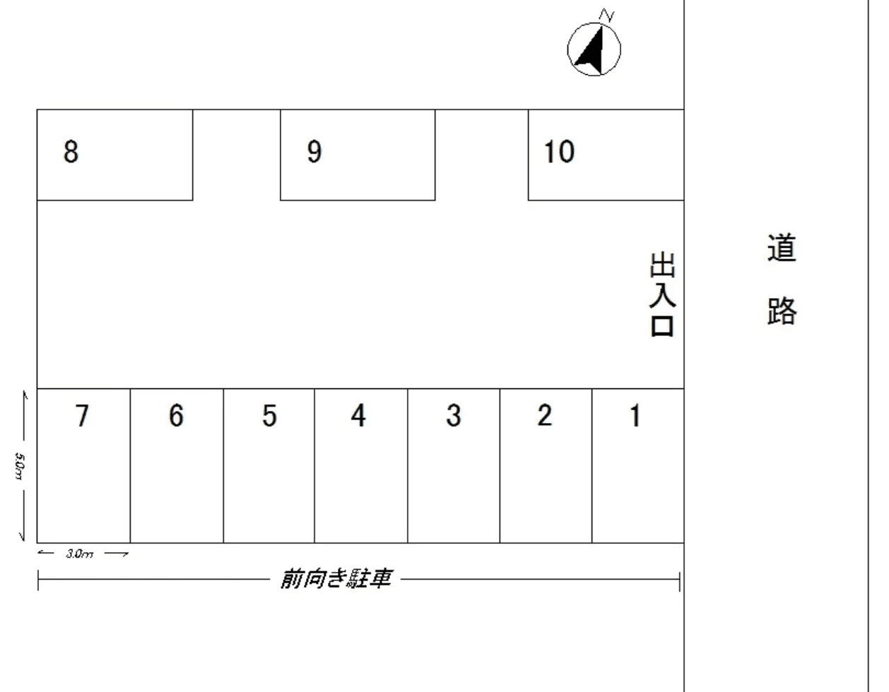 ウエストパークパーキングの駐車配置図