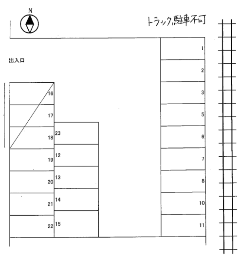 柳橋パーキングの駐車配置図