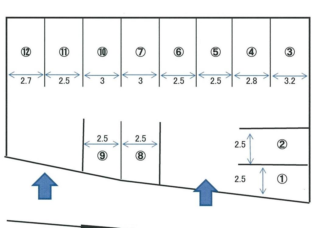 平田ヒルズ駐車場の駐車配置図