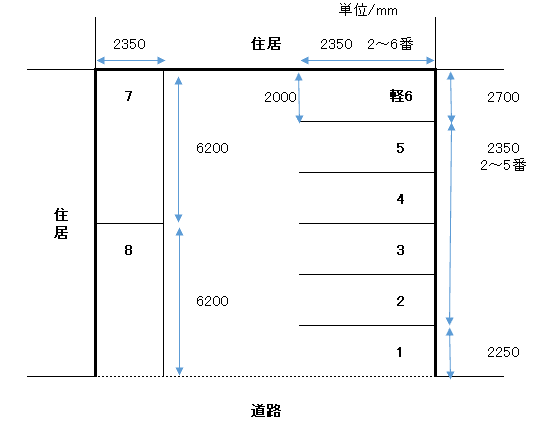 千抦ガレージ（中店）の駐車配置図
