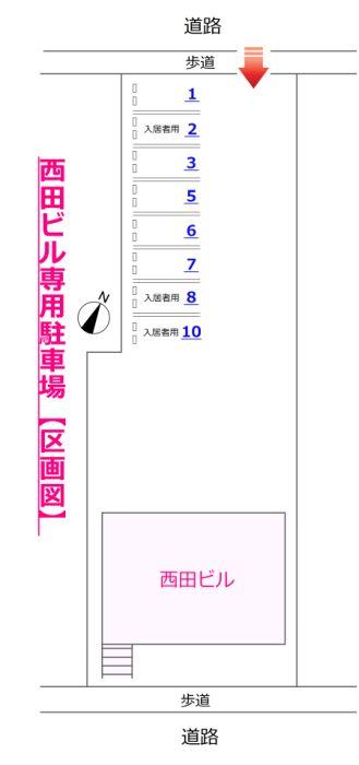 西田ビル専用駐車場の駐車配置図