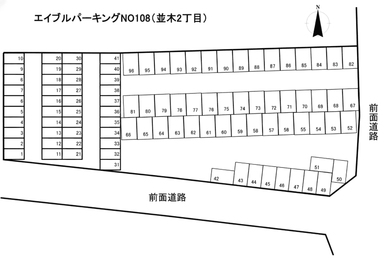 エイブルパーキングNO108駐車場の駐車配置図