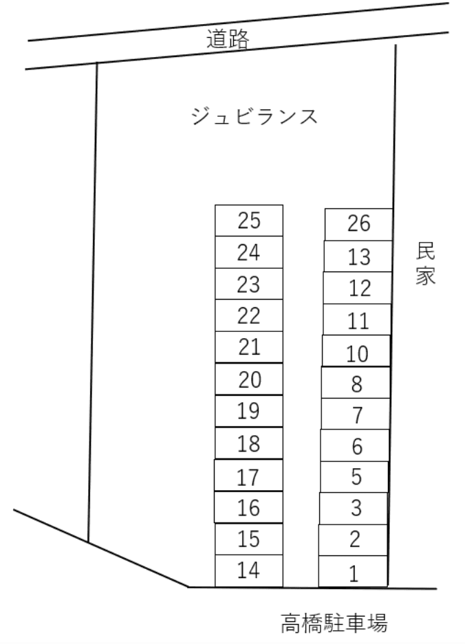 高橋駐車場の駐車配置図