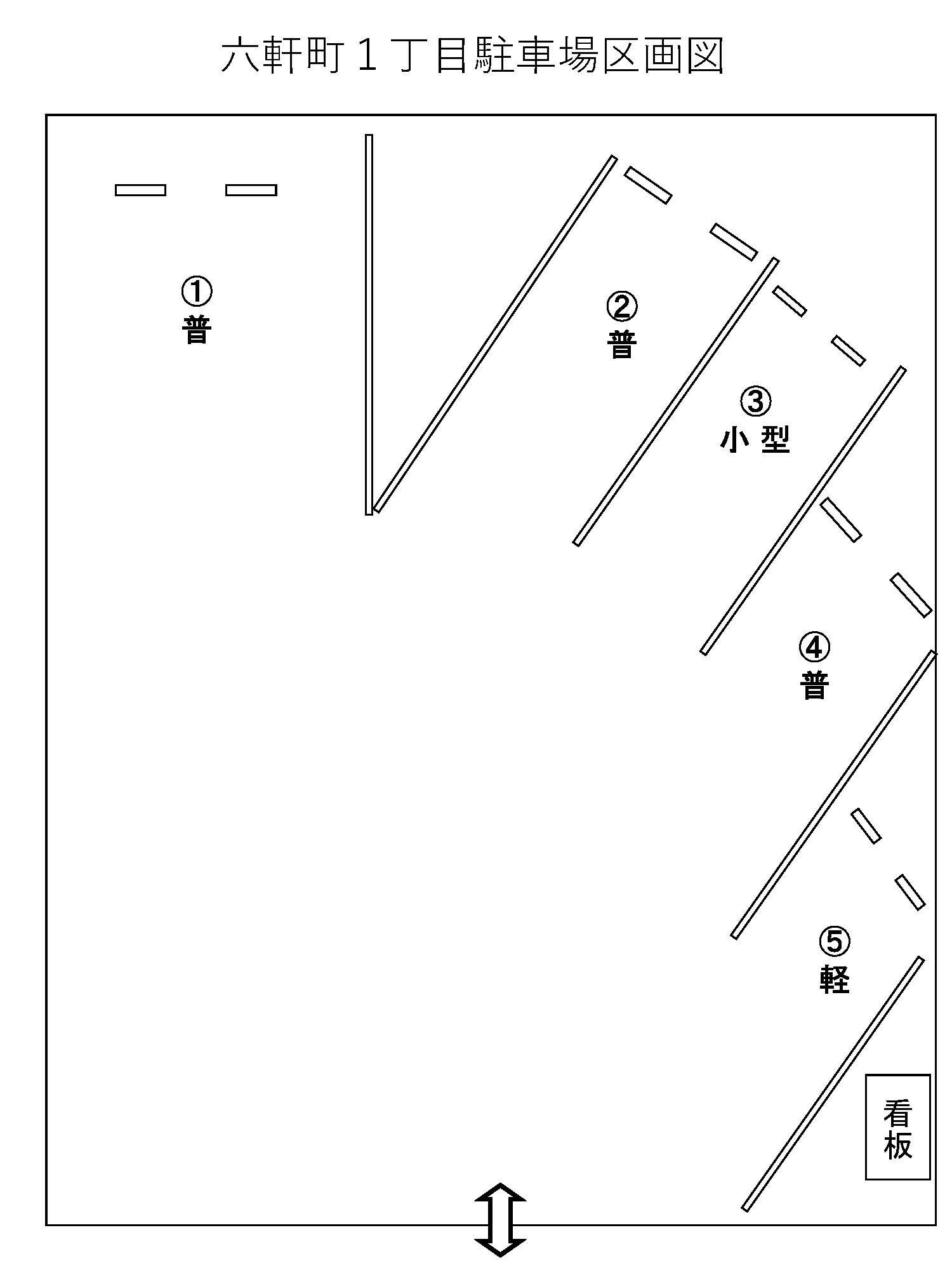 六軒町１丁目駐車場の駐車配置図