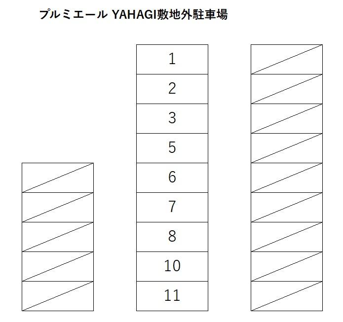 プルミエール YAHAGI敷地外駐車場の駐車配置図