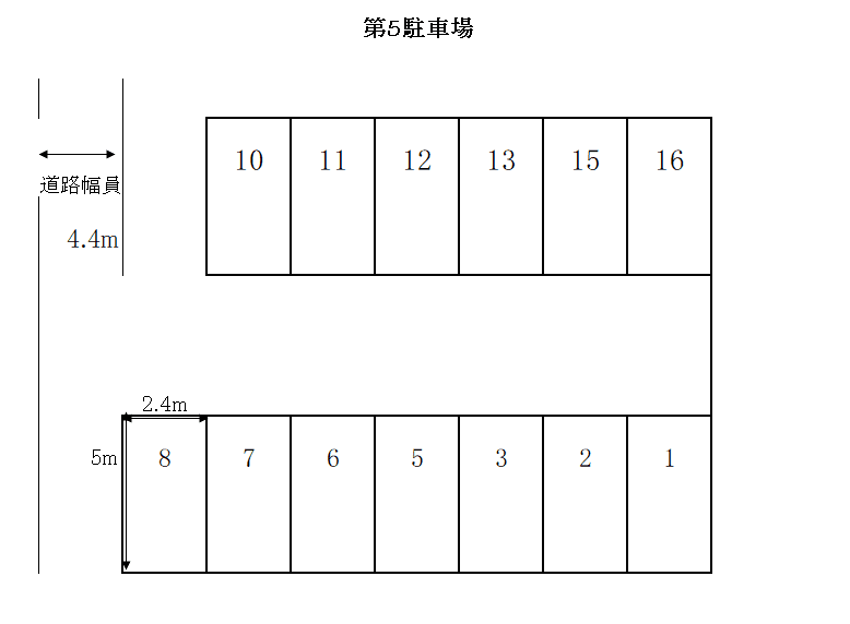 第5駐車場の駐車配置図