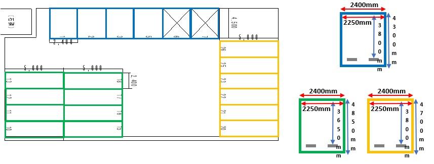 畝田中Ａ第２駐車場の駐車配置図