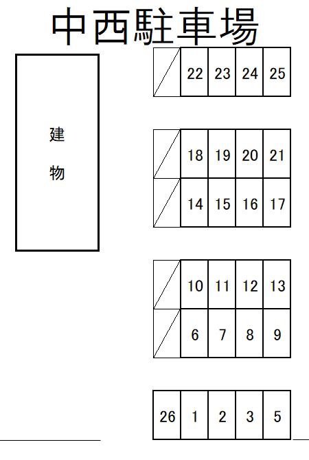 中西駐車場の駐車配置図