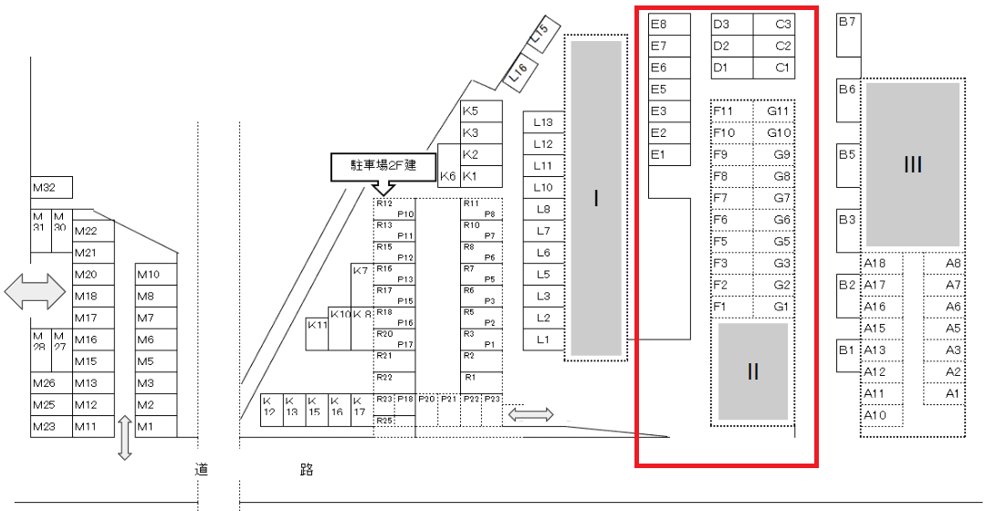 生沼モータープール　２の駐車配置図