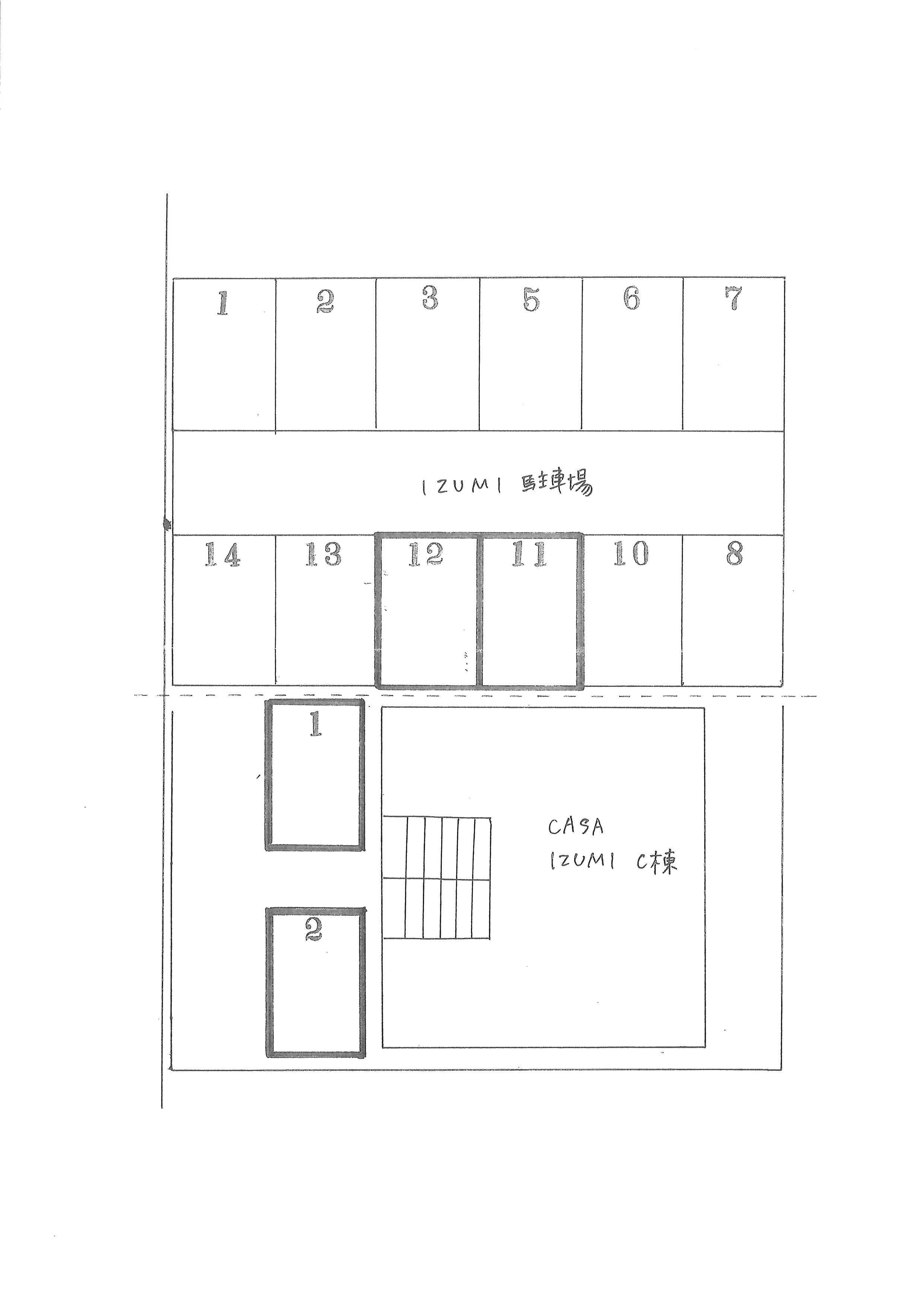 ＣＡＳＡ　ＩＺＵＭＩ　Ｃ棟の駐車配置図