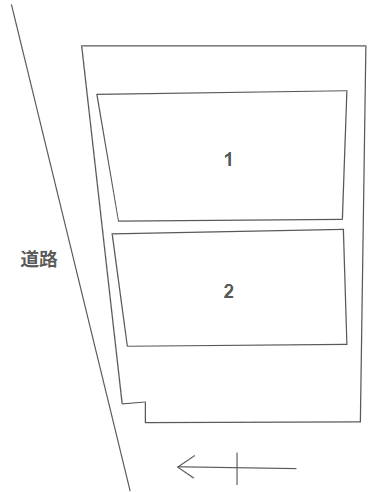 東大阪市大蓮東屋内ガレージの駐車配置図
