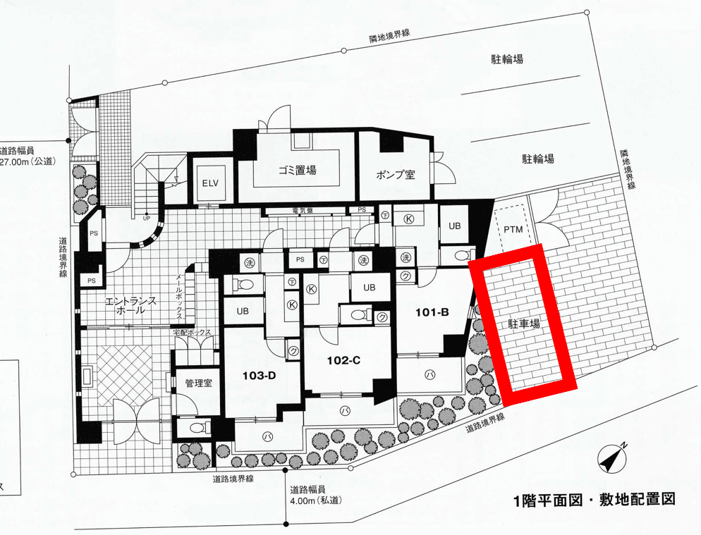 スカイコート後楽園第5の駐車配置図
