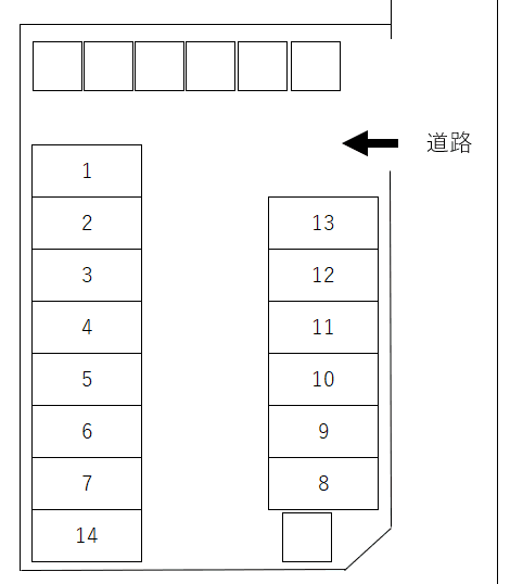 五月町駐車場（中央設備工業）の駐車配置図