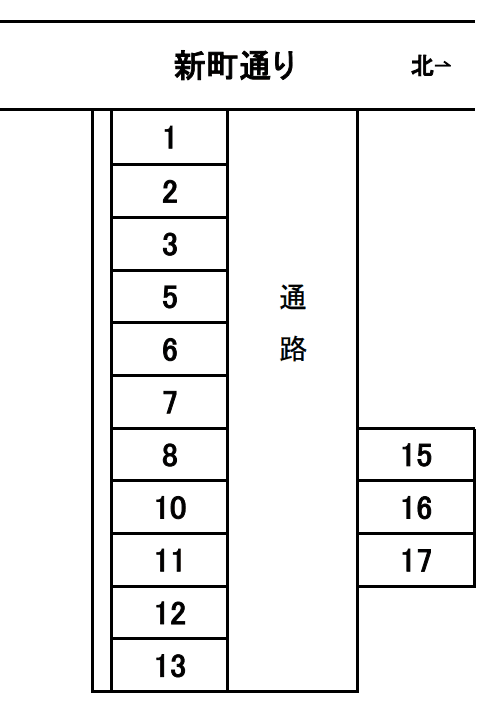 新町1丁目2番青空駐車場の駐車配置図