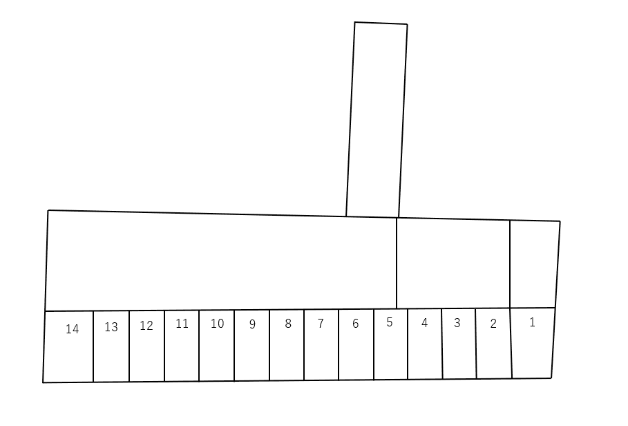 島・二宮神社裏駐車場の駐車配置図