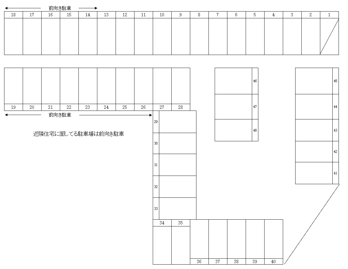八幡パーキングの駐車配置図