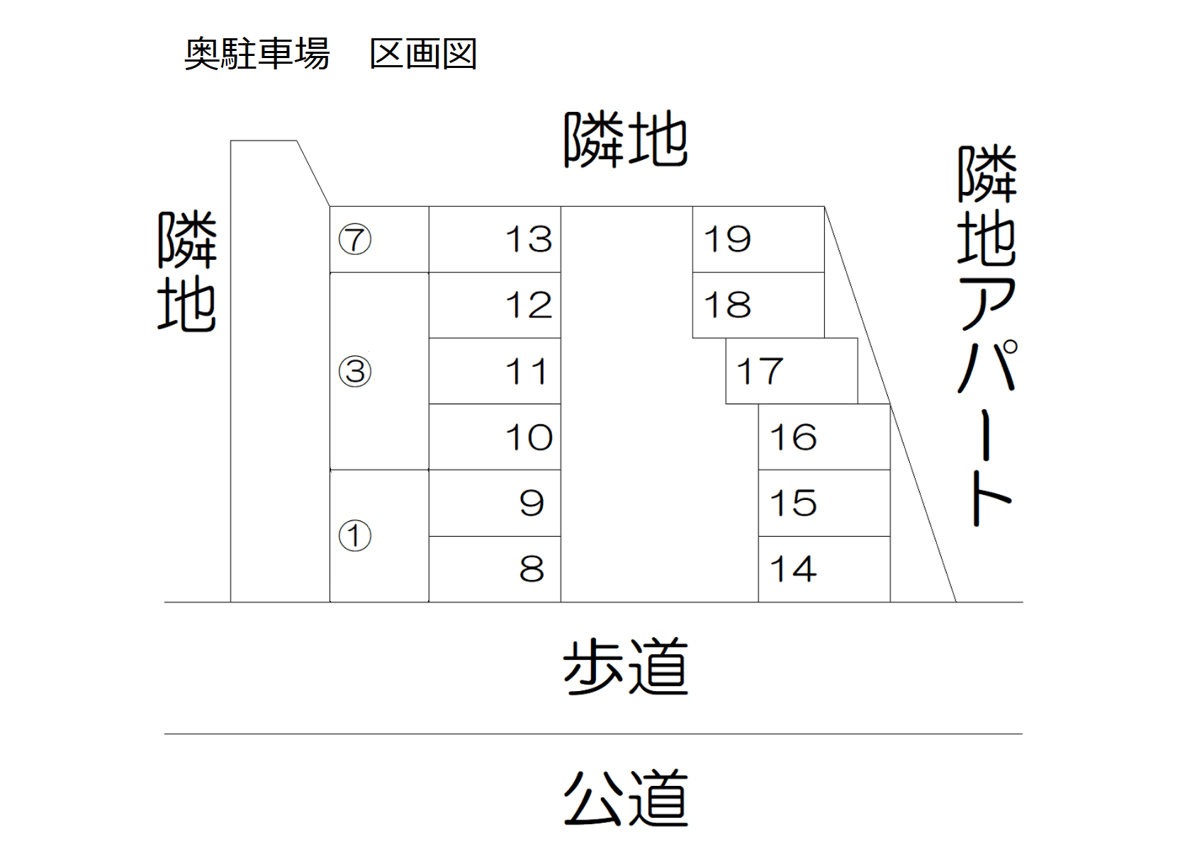 奥駐車場の駐車配置図