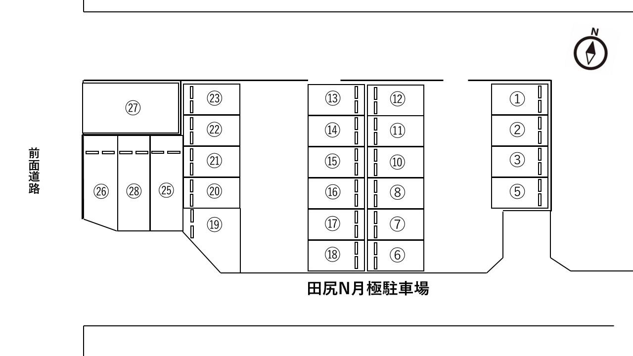 田尻N月極駐車場の駐車配置図