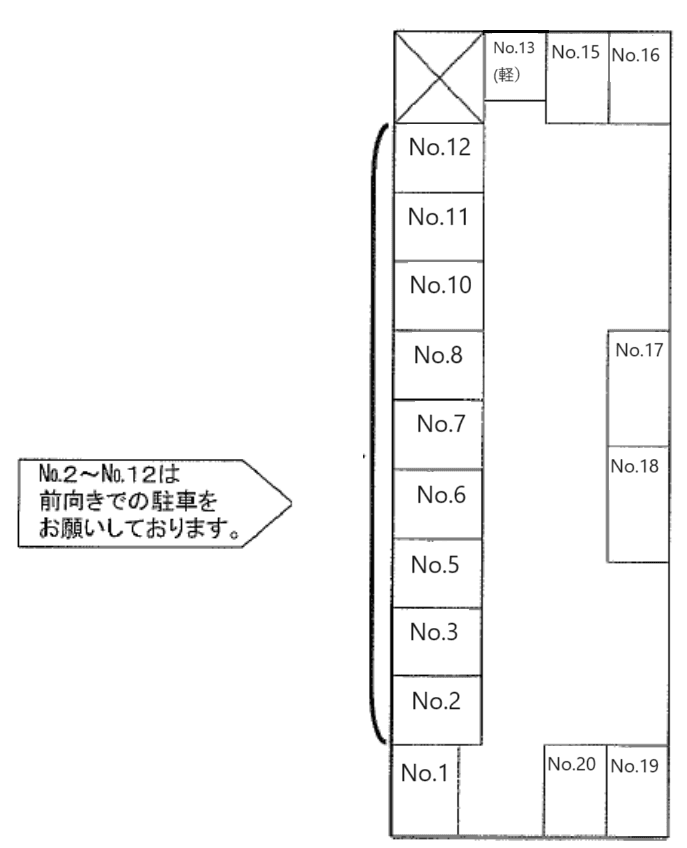 谷田（杉山）駐車場の駐車配置図
