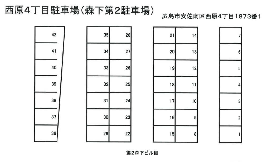 森下第２駐車場の駐車配置図