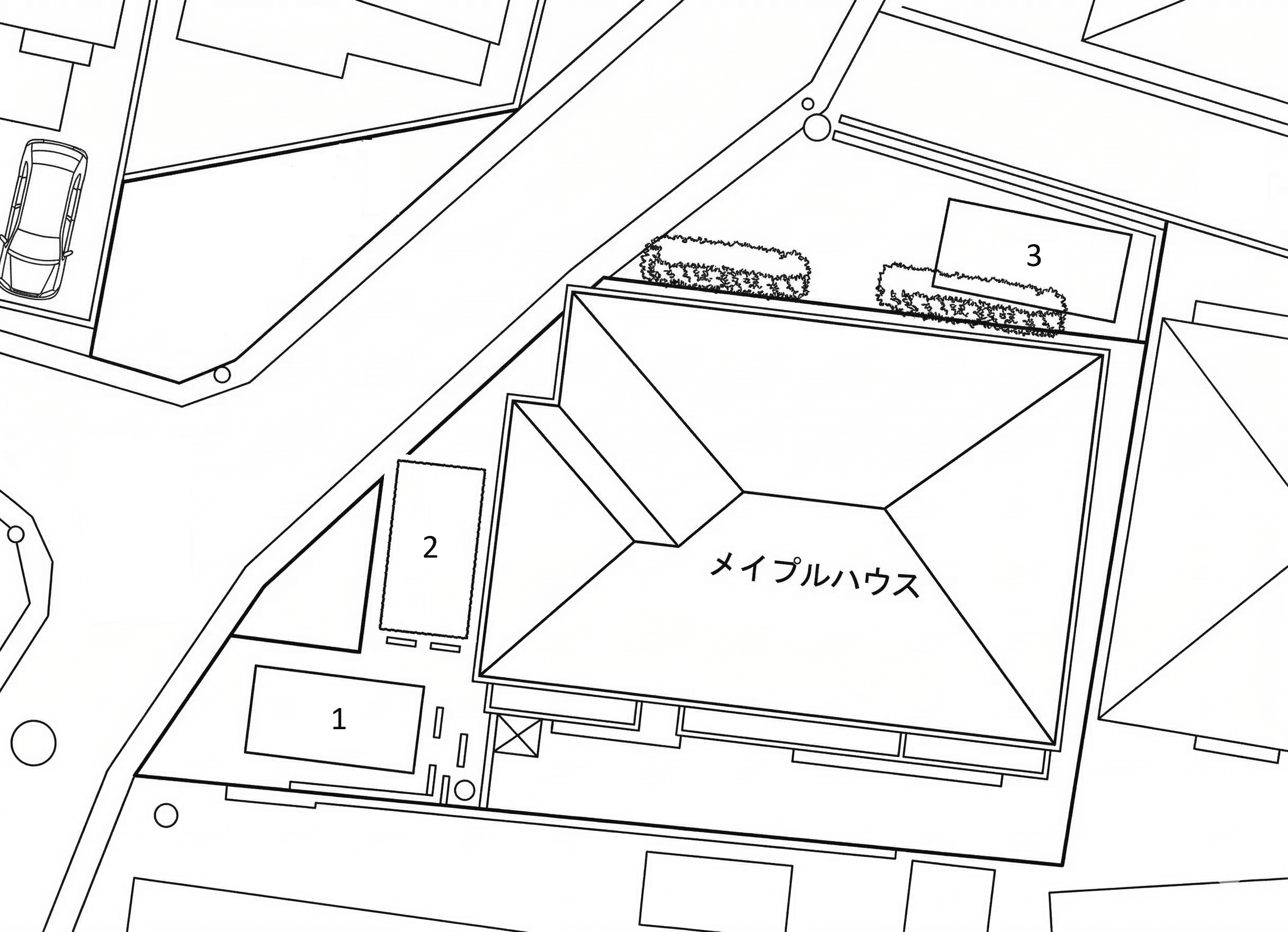 メイプルハウスの駐車配置図