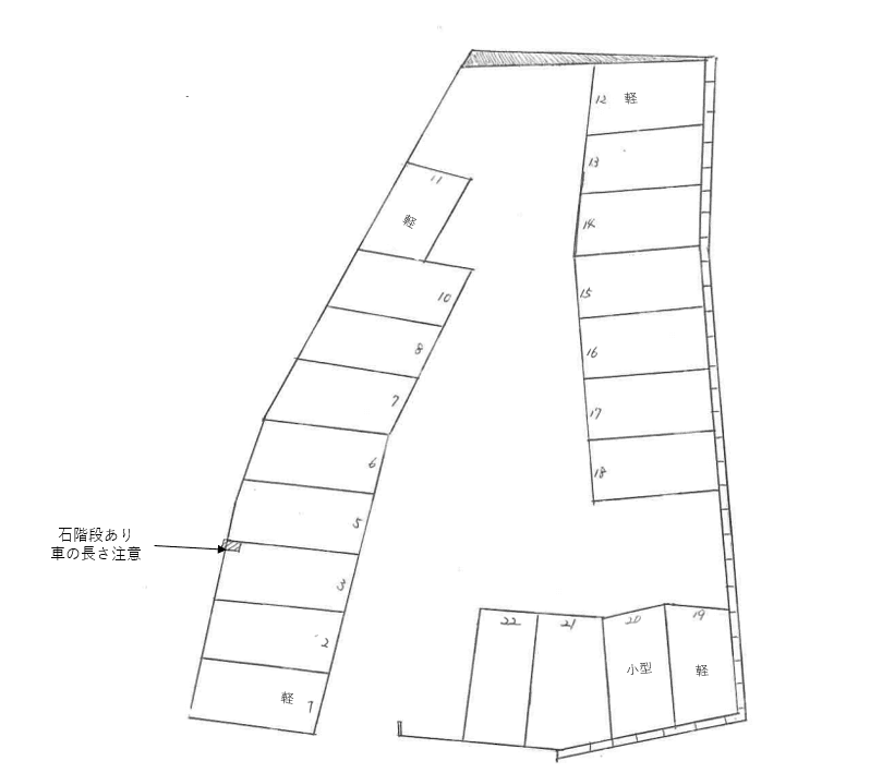 みもすそ川駐車場の駐車配置図