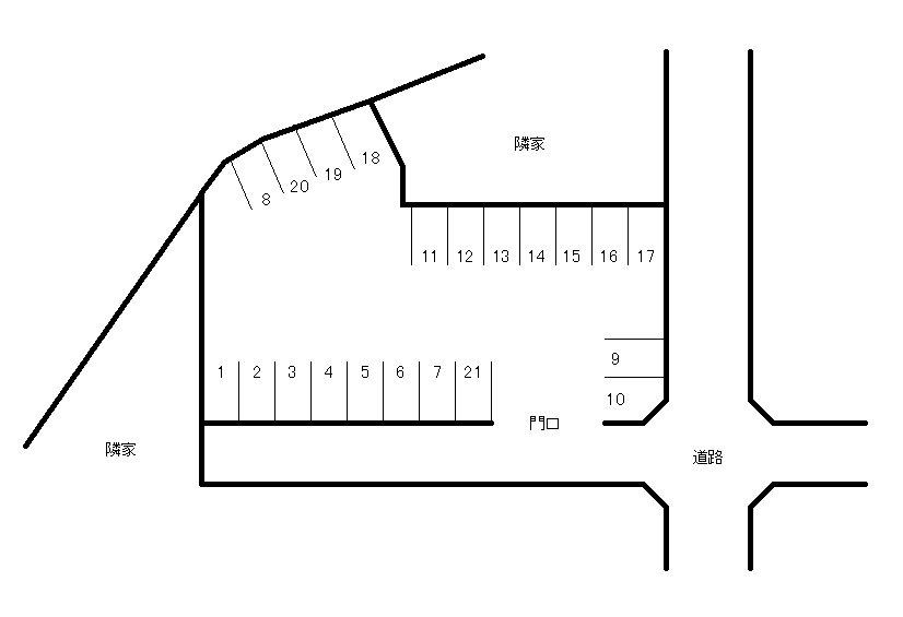 永仮団地駐車場の駐車配置図