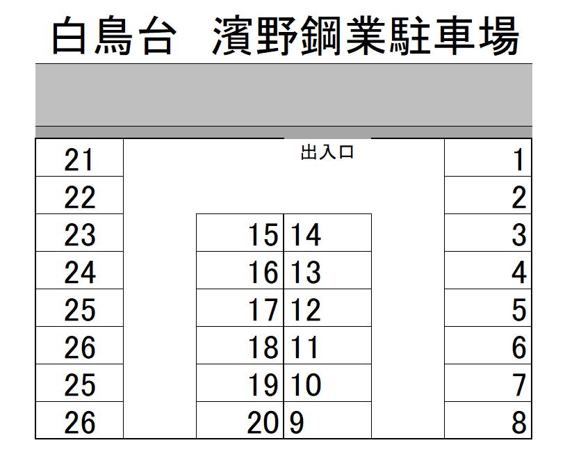 白鳥台　濱野鋼業駐車場の駐車配置図