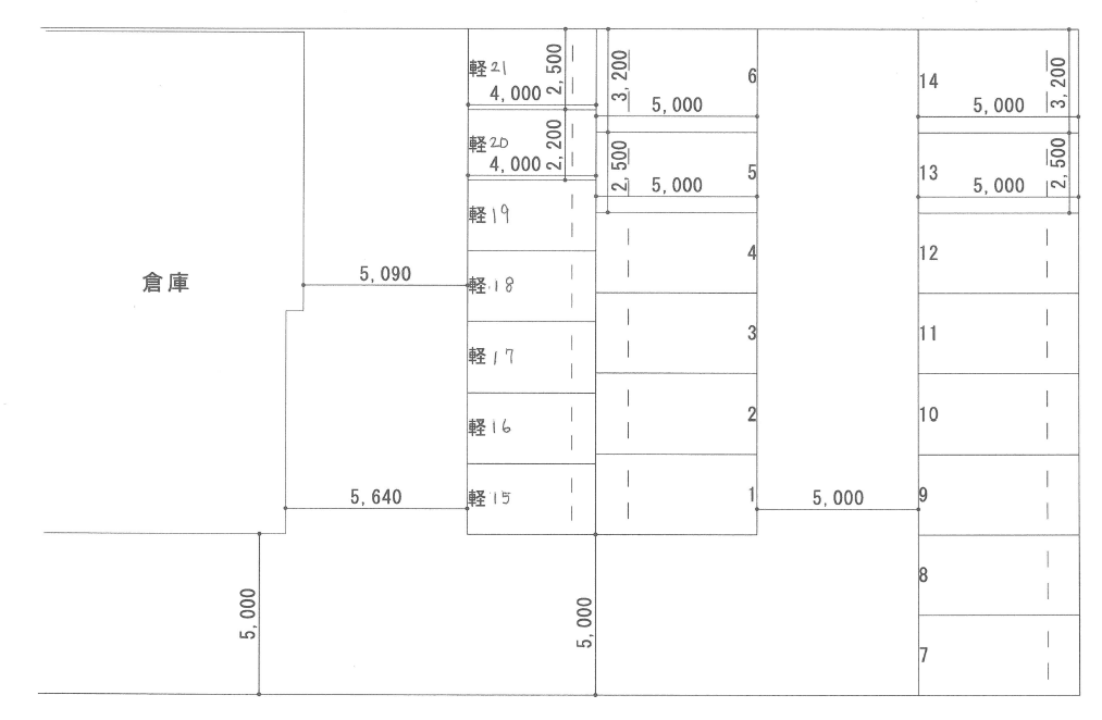 リバーランドⅢ月極駐車場の駐車配置図