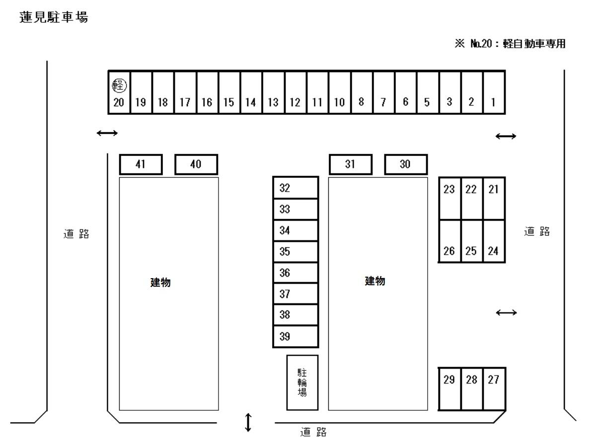 蓮見駐車場の駐車配置図