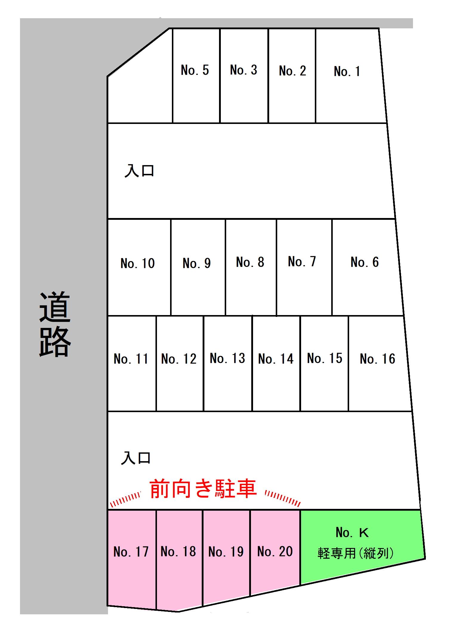 津田丸山駐車場の駐車配置図