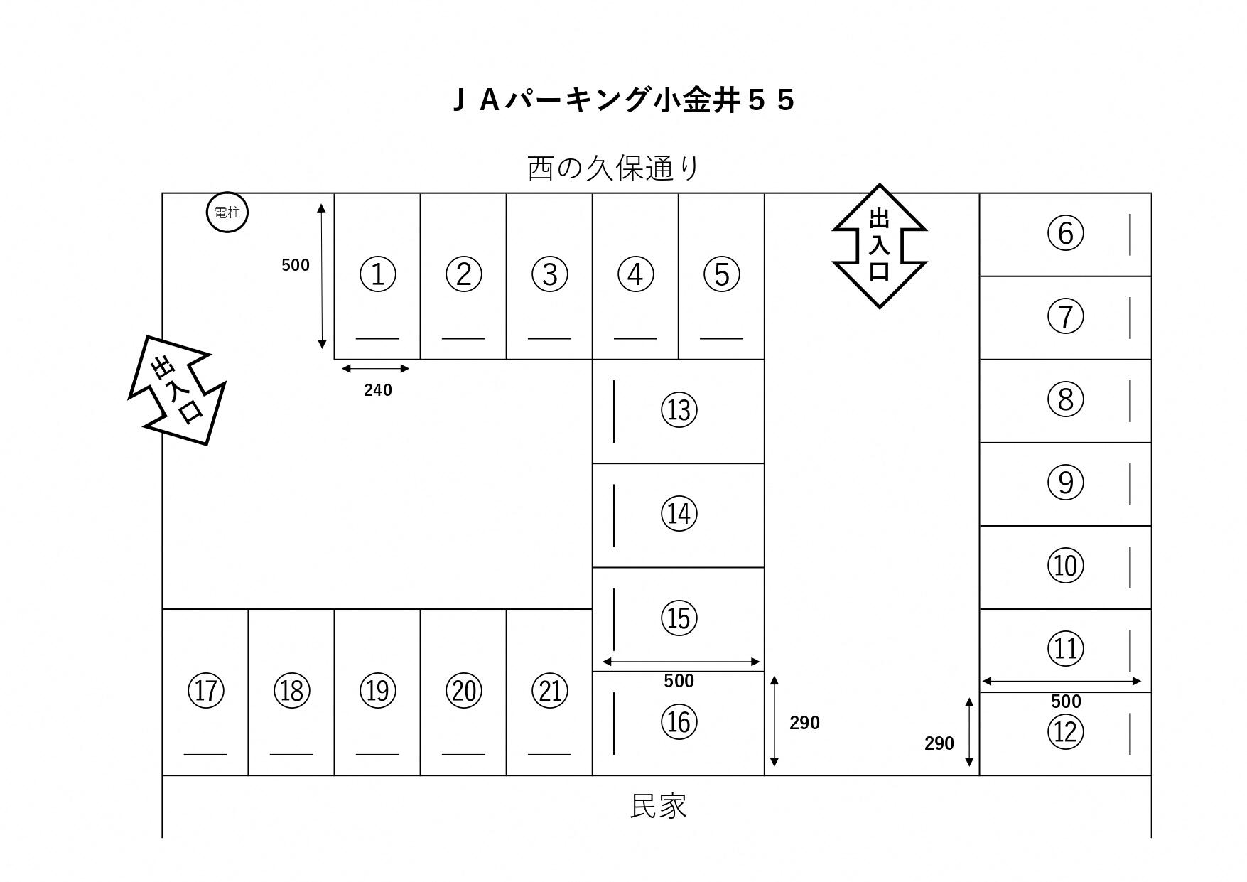JAパーキング小金井55の駐車配置図