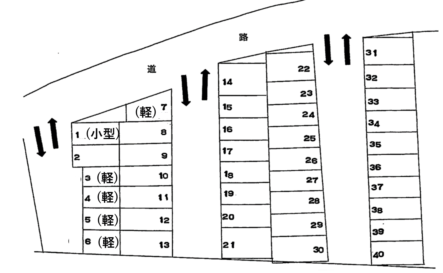 昭和３丁目森川駐車場の駐車配置図